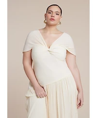 Eloquii Women's Twist Detail Pleated Chiffon Dress