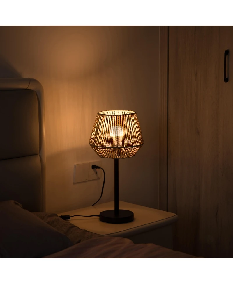 Vintiquewise Creative Paper Rope Lamp with Plug in Cord On/Off Switch for Bedroom, Living, Playroom and Entryway, Natural