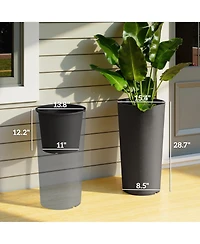 Outsunny 29 Inch Tall Planters, Set of 2 Plastic Flower Pots,