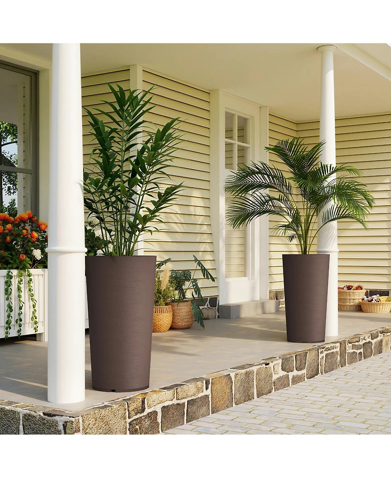 Outsunny 29 Inch Tall Planters, Set of 2 Plastic Flower Pots,