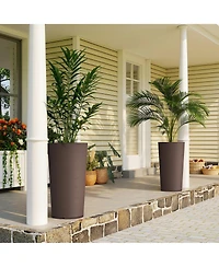 Outsunny 29 Inch Tall Planters, Set of 2 Plastic Flower Pots,