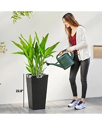 Outsunny 22.8 Inch Tall Planters, Set of 3 Plastic Flower Pots,