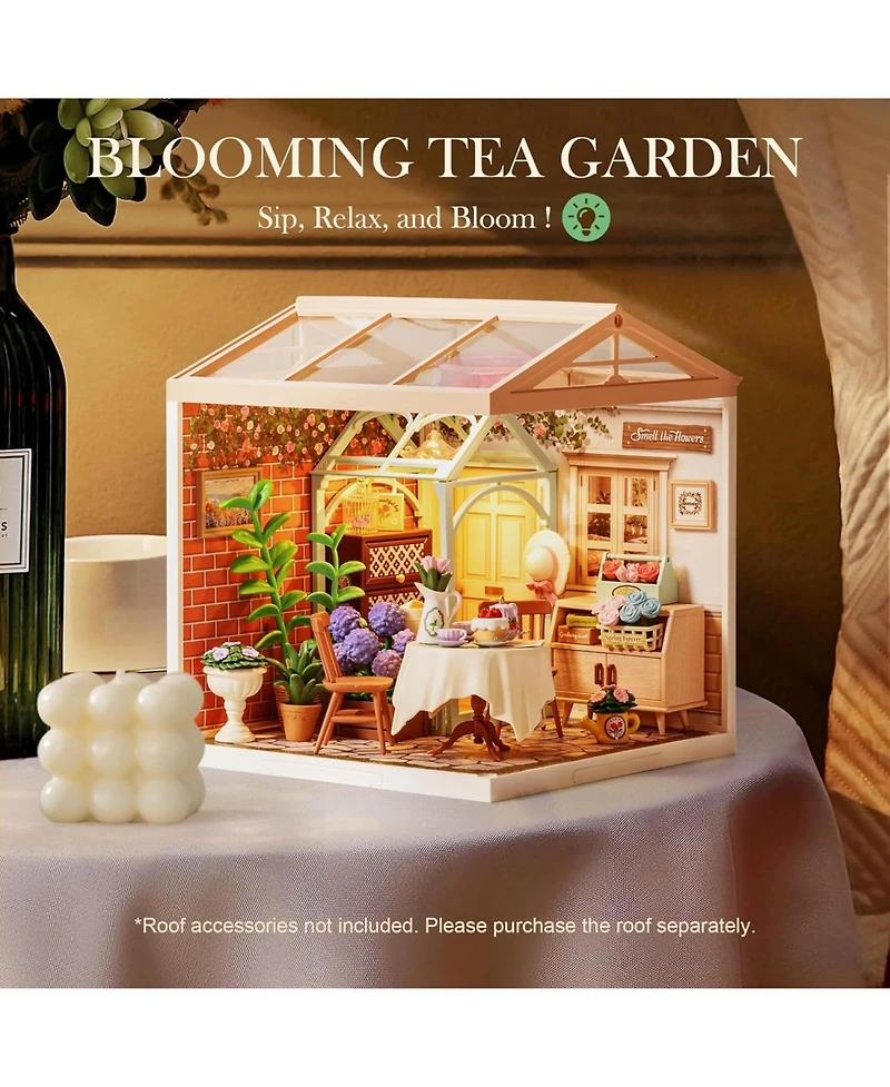 Robotime 3D Puzzles Super Creator Blooming Tea Garden Plastic Building Set Toys Playset Gifts for Teens Adults, Multicolored, 7.36"2.76"11.3