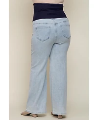 Pinkblush Plus Size Light Blue Basic Wide Leg Jeans