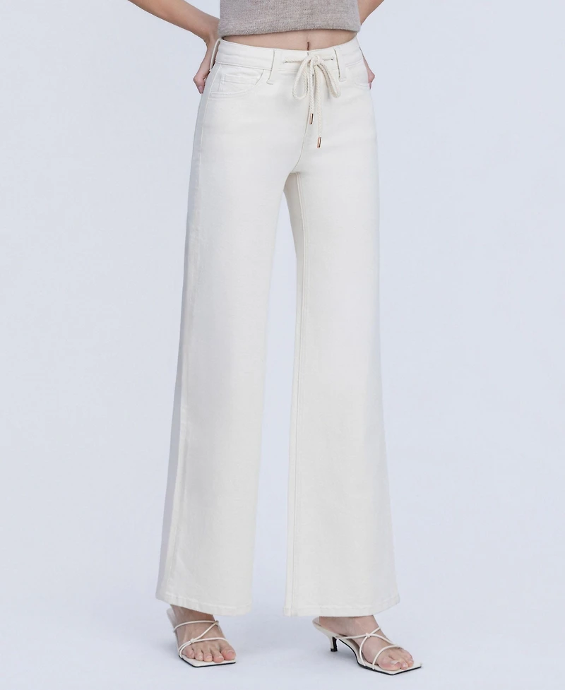 Vervet Women's High Rise Drawstring Wide Leg Jeans