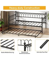 gaomon Twin Metal Daybed Sofa Bed Frame with Steel Slat Support, Heavy-Duty, Space-Saving Design for Living Room or Apartment