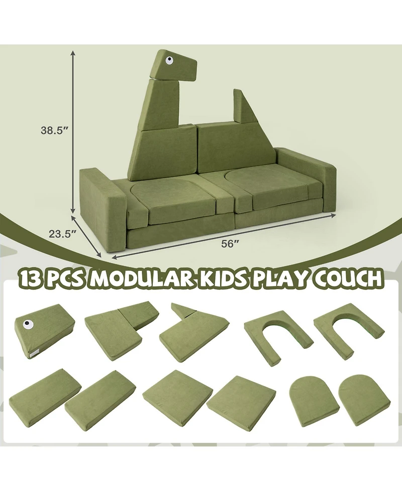 13 Piece Modular Kids Play Couch for Creative Play