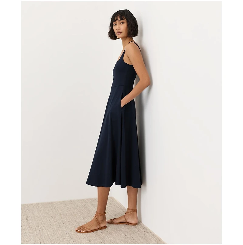 Pact Women's Organic Cotton Fit & Flare Square Neck Dress