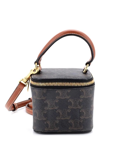 Pre-Owned Celine Mini Top Handle Square Vanity Case Triomphe Coated Canvas