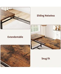 gaomon 3-Piece 63" Extendable Rectangular Dining Table Set with 2 Upholstered Benches