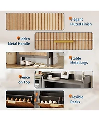 gaomon Narrow Fluted Shoe Storage Cabinet with 2 Flip Drawers and Legs