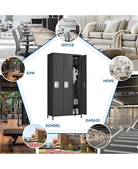 gaomon3 Doors Employee Lockers for Office, Metal Sorage Locker Combination, Lockable Employees Metal Locker With Door, Industrial Storage Lockers