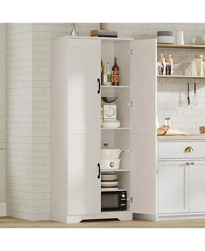 gaomon Tall Kitchen Pantry Cabinet, 60 in Storage Cabinet with 2 Doors and Adjustable Shelves, Freestanding Large Utility Storage Cupboard