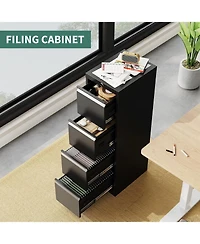 gaomon 4 Drawer File Cabinet with Lock, Metal Filing Cabinets, Vertical Small Filing Cabinet Steel Lockable Storage Cabinets for Home Office