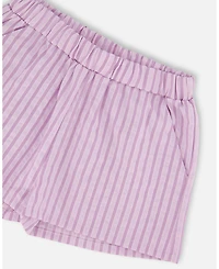 Deux par Deux Little Girls Top and Short Set Stripes
