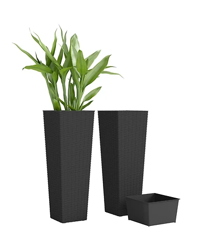 Outsunny 32 Inch Set of 2 Tall Planters for Outdoor Plants,
