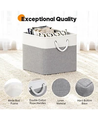 Sugift 6-Pack Collapsible Fabric Storage Bins, 13" Cube Baskets with Rope Handles and Reinforced Base