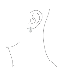 Bling Jewelry Pearl/Cubic Zirconia Mini Hoop Huggie Drop Earrings