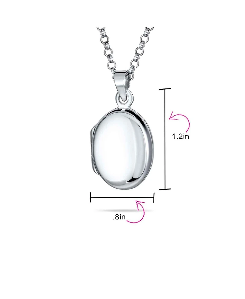 Bling Jewelry Simple Plain Oval Keepsake Photo Lockets Necklace Pendant .925 Silver Sterling Large