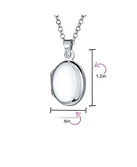 Bling Jewelry Simple Plain Oval Keepsake Photo Lockets Necklace Pendant .925 Silver Sterling Large