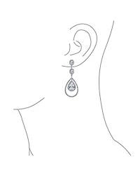 Bling Jewelry Cocktail Cubic Zirconia Double Halo Large Teardrop Cz Statement Chandelier Earrings