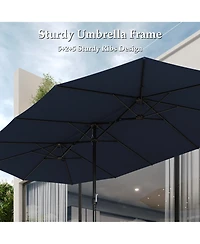 Homsee Large Double Sided Umbrella Outdoor Patio with Base and Sand Bag