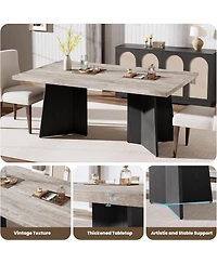 gaomon 63" Dining Table for 6-8, Modern Long Kitchen Table with Large Top & Pedestal Legs