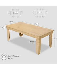 gaomon 71 in Long Natural Color Kitchen Tables with Wooden Sturdy Frame, 6 ft Large Rectangular Dinner Table for Living Room, Kitchen, Dining Room