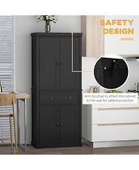 Homcom 72.5" Kitchen Pantry Cabinet with 4 Doors, Drawer,