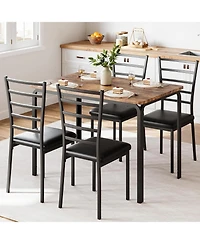 gaomon 5-Piece Modern Rectangular Wooden Dining Table Set with Upholstered Chairs