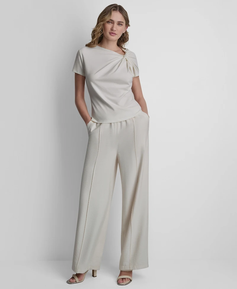 Dkny Women's Short-Sleeve Twist Neck Top