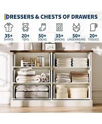 gaomon 6 Drawer Dresser for Bedroom, Horizontal Chest of Drawers, Fluted Panel Wood Dresser, Small Space Bedroom Clothing