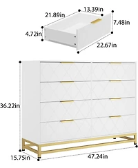 gaomon Dresser for Bedroom with 8 Drawer, Tv Stand Dressers Chest of Drawers Large Wood Dresser for Storage and Organization