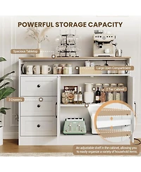 gaomon 47.2 in Buffet Cabinet with Storage, Modern Farmhouse Sideboard Storage Cabinet with Power Outlet