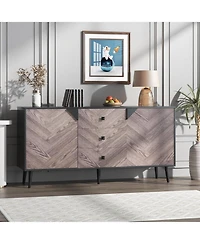 gaomon 55 Point 1 Inch 3 Drawer Storage Cabinet with Adjustable Shelf and Doors Modern Sideboard Buffet Cabinet for Dining Room