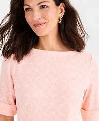 Style & Co Women's Printed Boat-Neck Elbow-Sleeve Top, Macy's Exclusive