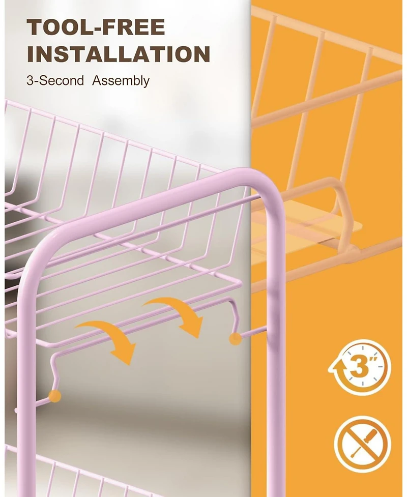 Mythinglogic 4 Tier Rolling Cart with 360°Wheels, Snack Cart