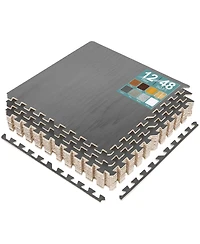 Sorbus Tiles Sq ft Wood Grain Interlocking Floor Foam Tile Mats - for Home, Playroom, Basement