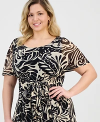 Robbie Bee Plus Round-Neck Tie-Waist Dress