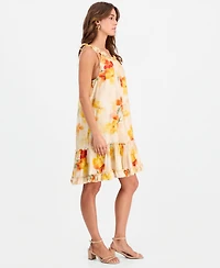 Robbie Bee Petite Tie-Shoulder Printed Trapeze Dress