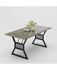 gaomon 70.8" Dining Table for 4-6, Farmhouse Wood Table, Metal Legs, Rectangle Kitchen Table for Dining, Living