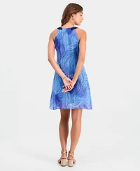 Robbie Bee Petite Printed Sleeveless Trapeze Dress