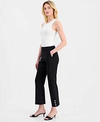 T Tahari Women's Button-Hem Cropped Pants