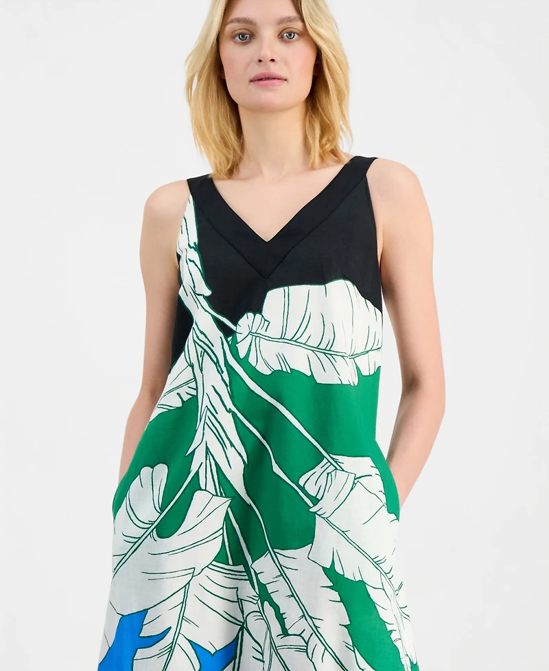 T Tahari Women's Sleeveless Double V-Neck A-Line Maxi Dress
