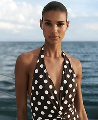 Mango Women's Halter Polka Dot Swimsuit