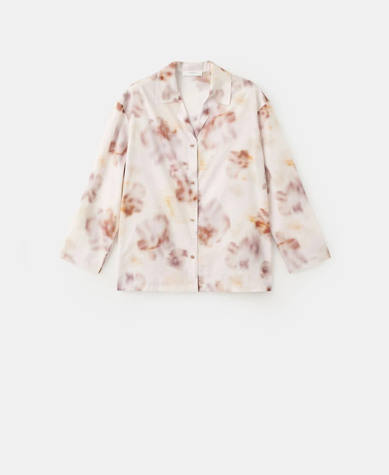 Mango Women's Floral-Print Cotton Pyjama Top
