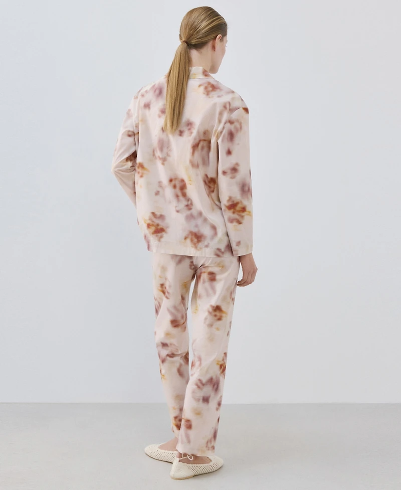 Mango Women's Watercolor Print Cotton Pajama Trousers