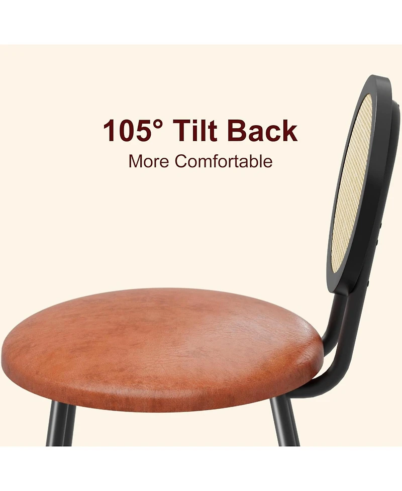 gaomon Set of 2 Rattan Dining Chairs, Modern Upholstered Kitchen Chairs with Solid Metal Legs, Thick Cushions, for Small Spaces