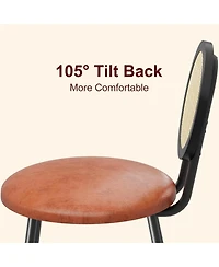 gaomon Set of 2 Rattan Dining Chairs, Modern Upholstered Kitchen Chairs with Solid Metal Legs, Thick Cushions, for Small Spaces