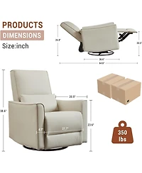 gaomon Ergonomic Swivel Rocking Recliner, Manual Pu Leather Glider, High Back, Padded Armrests, Sofa for Living Room